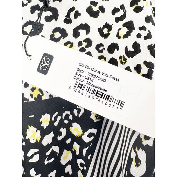 CHI CHI LONDON Curve Vida Mix Animal Print Dress Size 18 Monochrome NEW - Picture 6 of 7